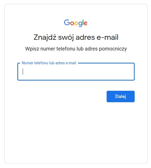 zapomniane hasło gmail